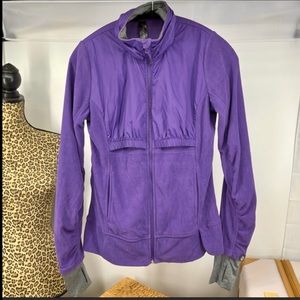 NWOT Mondetta Purple & grey Silky & Fleece thumb hole sleeve jacket M